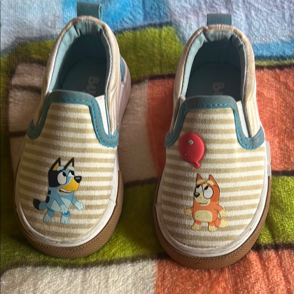 Bluey Kids Slip-On Shoes - Beige and Blue